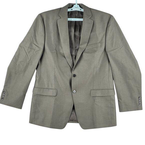 Calvin Klein Men Grey Brown Blazer Sport Jacket Sz 42R Two Button Double Vented - Picture 1 of 15